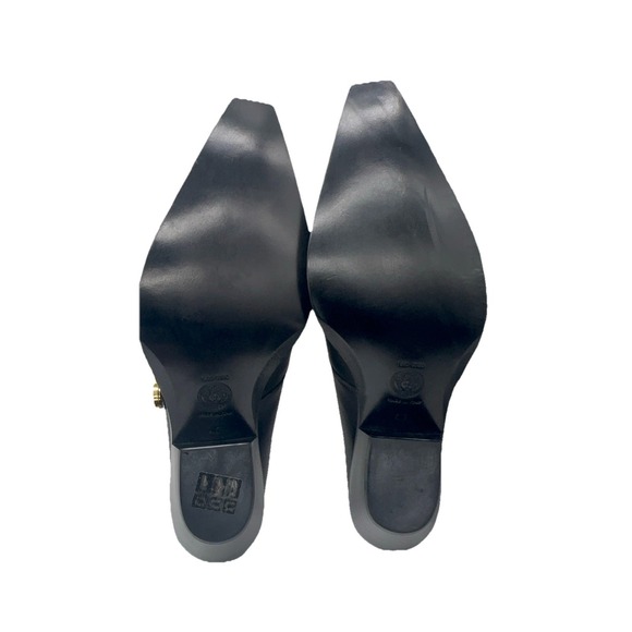 Versace Black Gold Leather Mules Heels Medusa  Bucklel Women's 40 EU New - Picture 15 of 16